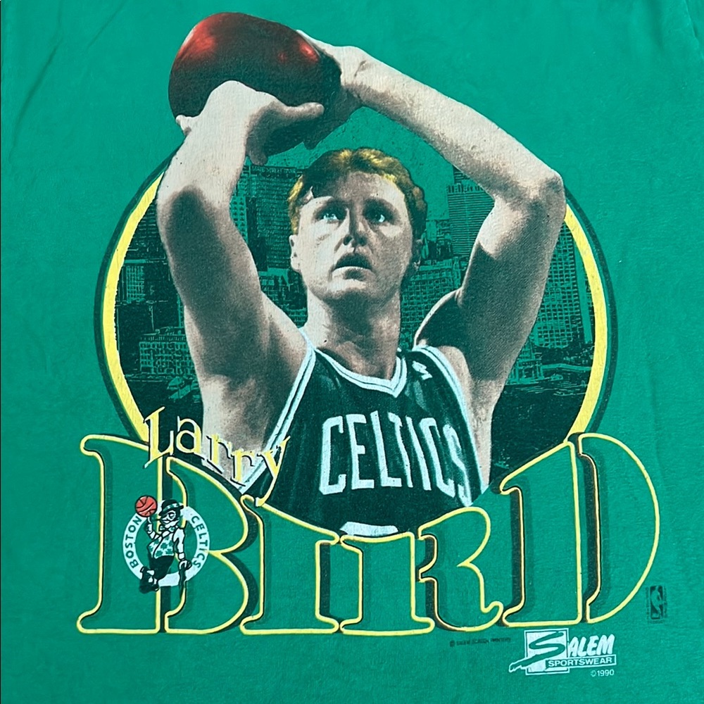 Green Boston Celtics Larry Bird Graphic T-Shirt.